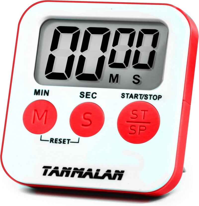 Kitchen Timer for Cooking Loud Alarm, Large Display, Auto Memory Loud Alarm, Large Display,Big Button，for Kids for Teacher Classroom Must Haves,Count Down-up,Easy to use (6.0-red)